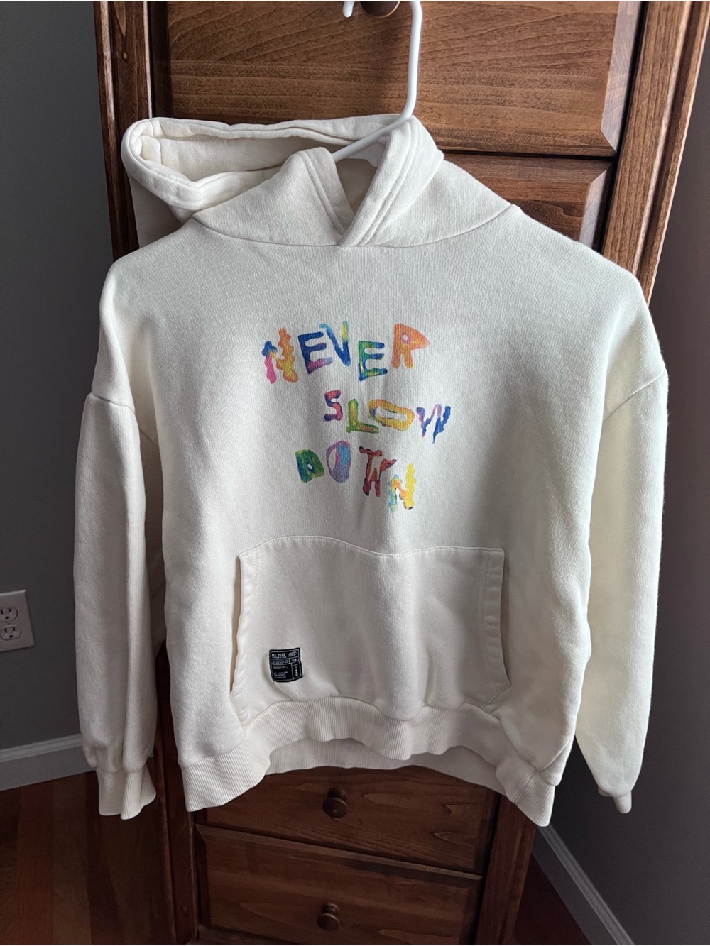 Zara Cream Hoodie with Multicolor Lettering